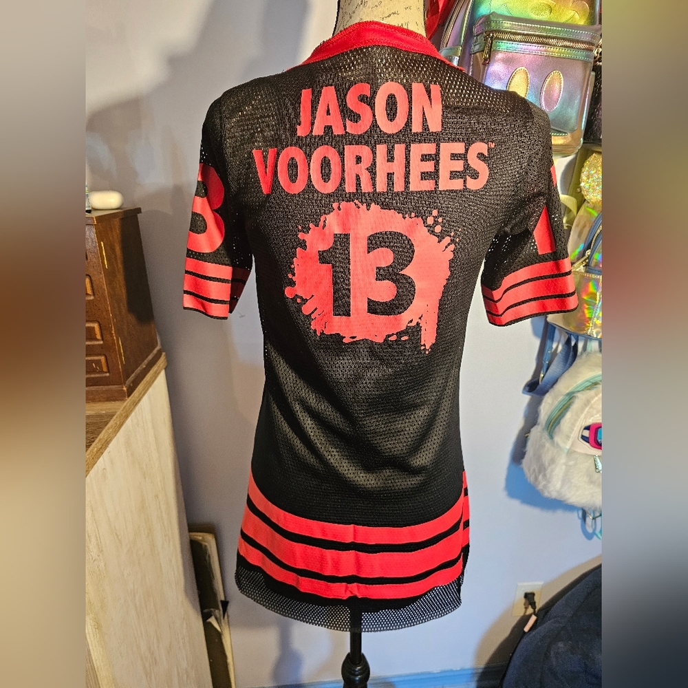 Jason Voorhees Friday the 13th jersery dress size medium red and black Halloween